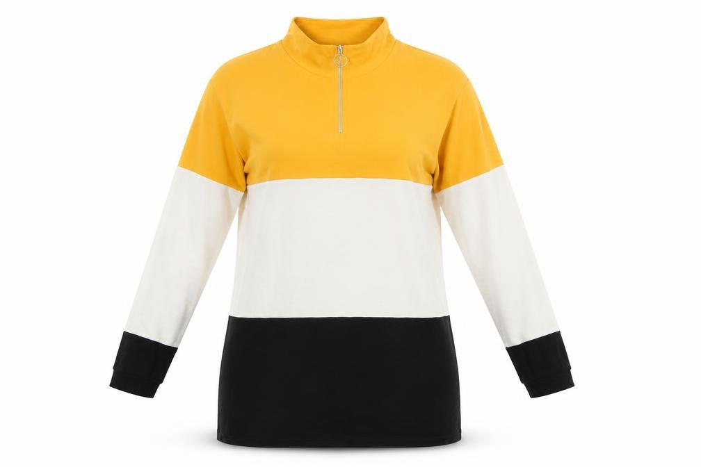 Select Womens Multicoloured Colourblock Viscose Tunic Sweatshirt Size 12  Zip