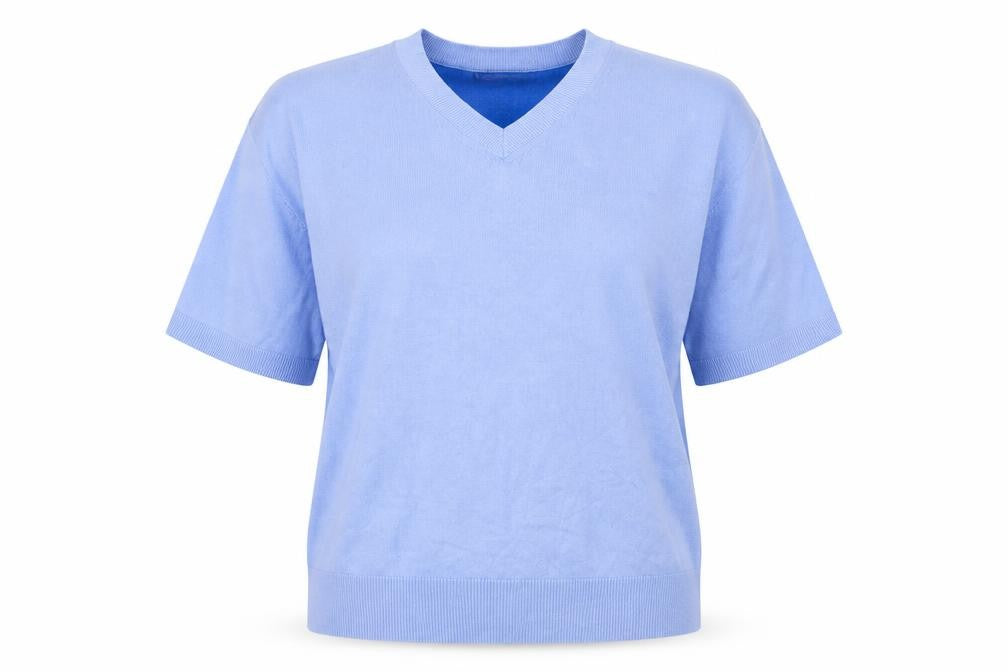 Marks & Spencer Womens Blue V-Neck  Viscose Pullover Jumper Size 12