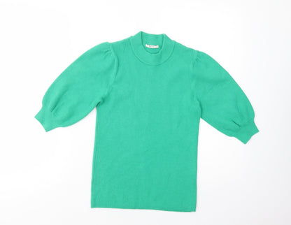 Preloved TU Womens Green Mock Neck  Viscose Pullover Jumper Size 10 - Front