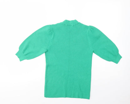 Preloved TU Womens Green Mock Neck  Viscose Pullover Jumper Size 10 - Back