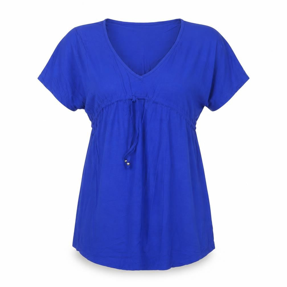 Dunnes Womens Blue  Viscose T-Shirt Dress  Size S  V-Neck Drawstring