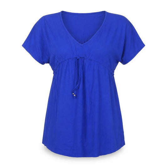 Dunnes Womens Blue  Viscose T-Shirt Dress  Size S  V-Neck Drawstring
