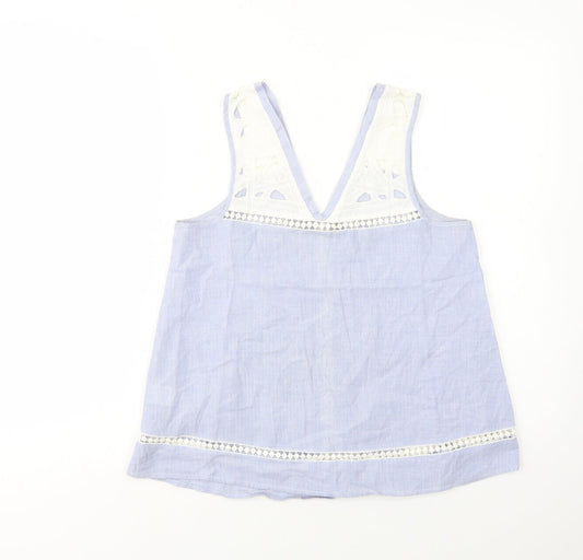 River Island Womens Blue  Cotton Basic Tank Size 6 V-Neck