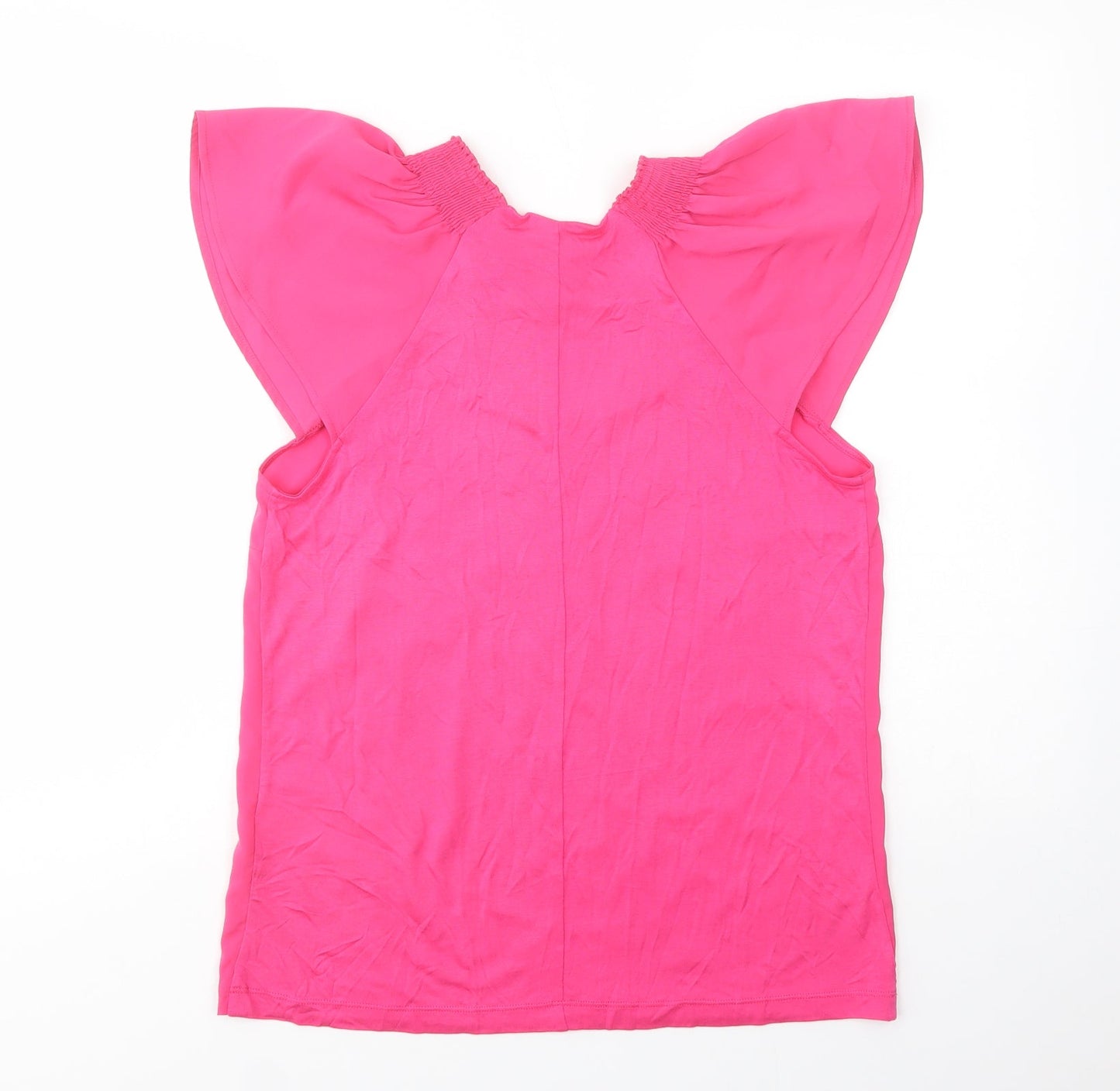 Warehouse Womens Pink  Polyester Basic Blouse Size 12 Scoop Neck