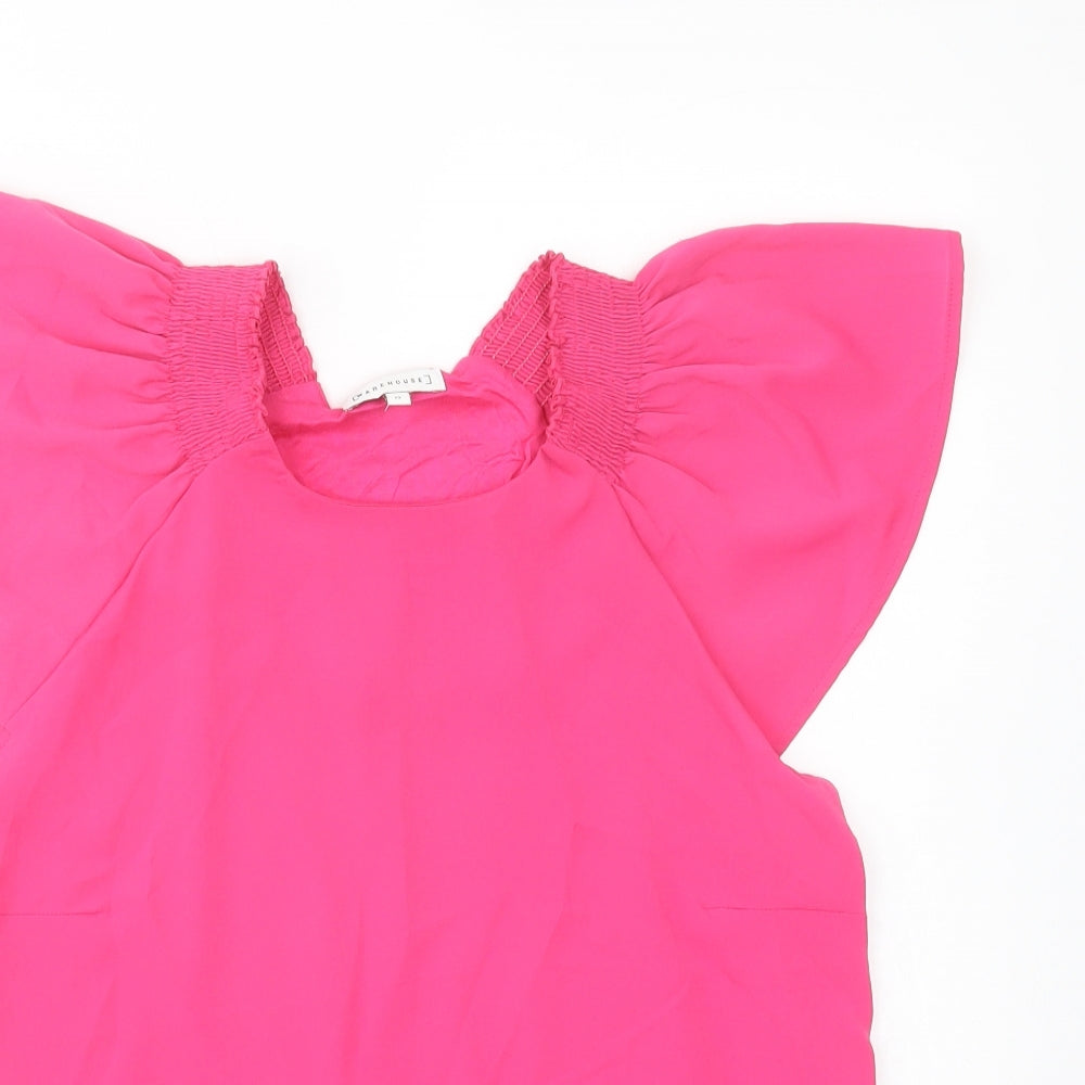 Warehouse Womens Pink  Polyester Basic Blouse Size 12 Scoop Neck