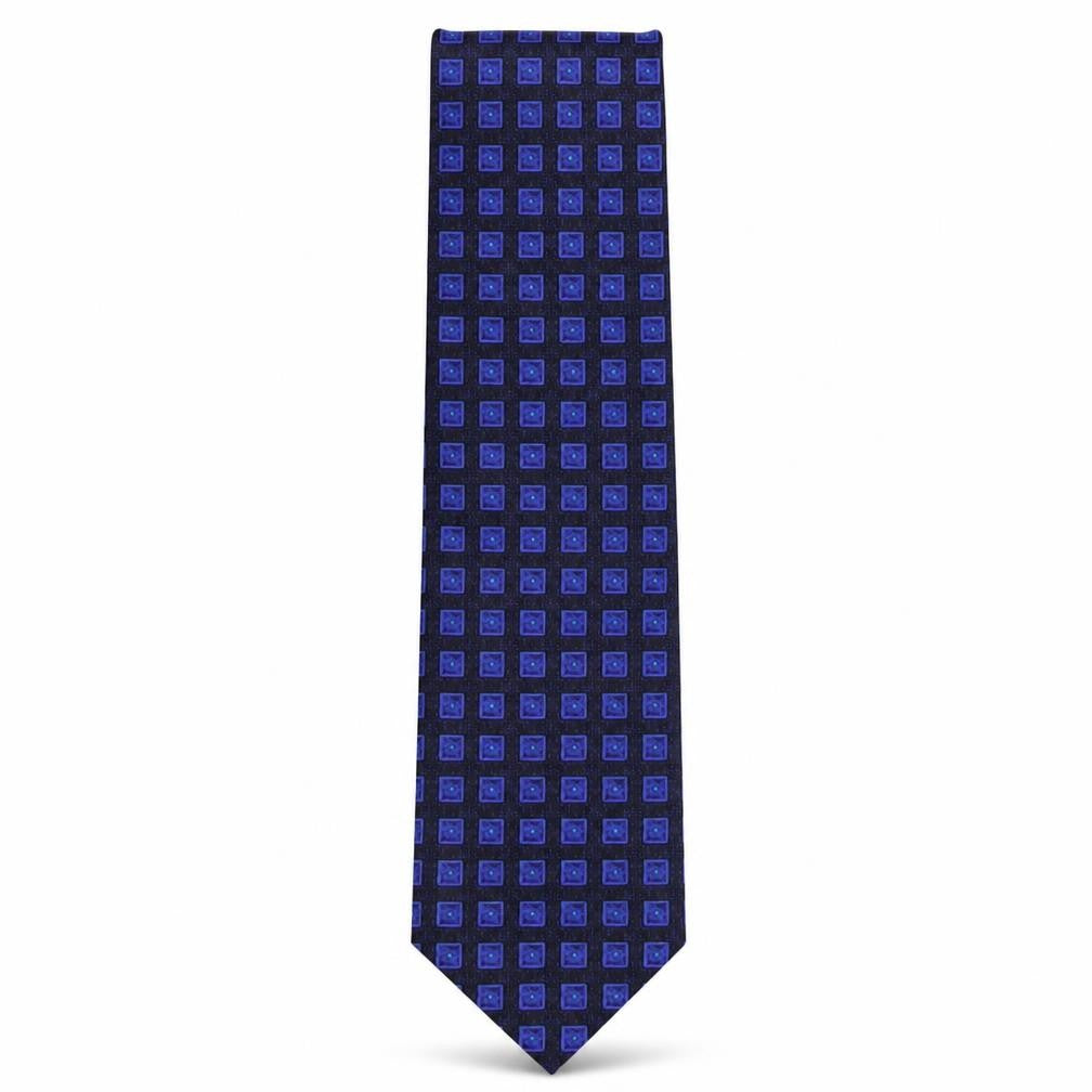 Rael Brook Mens Blue Geometric Polyester Pointed Tie One Size