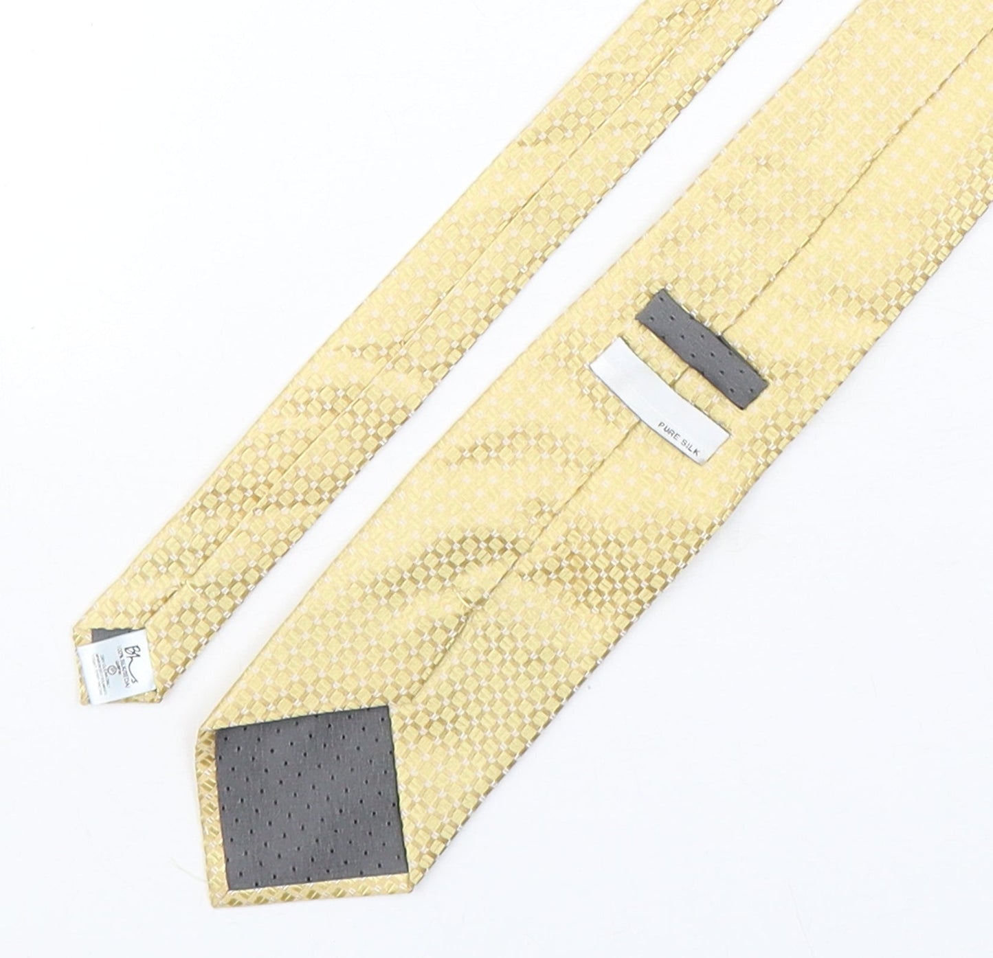 BHS Mens Gold Geometric Silk Pointed Tie One Size
