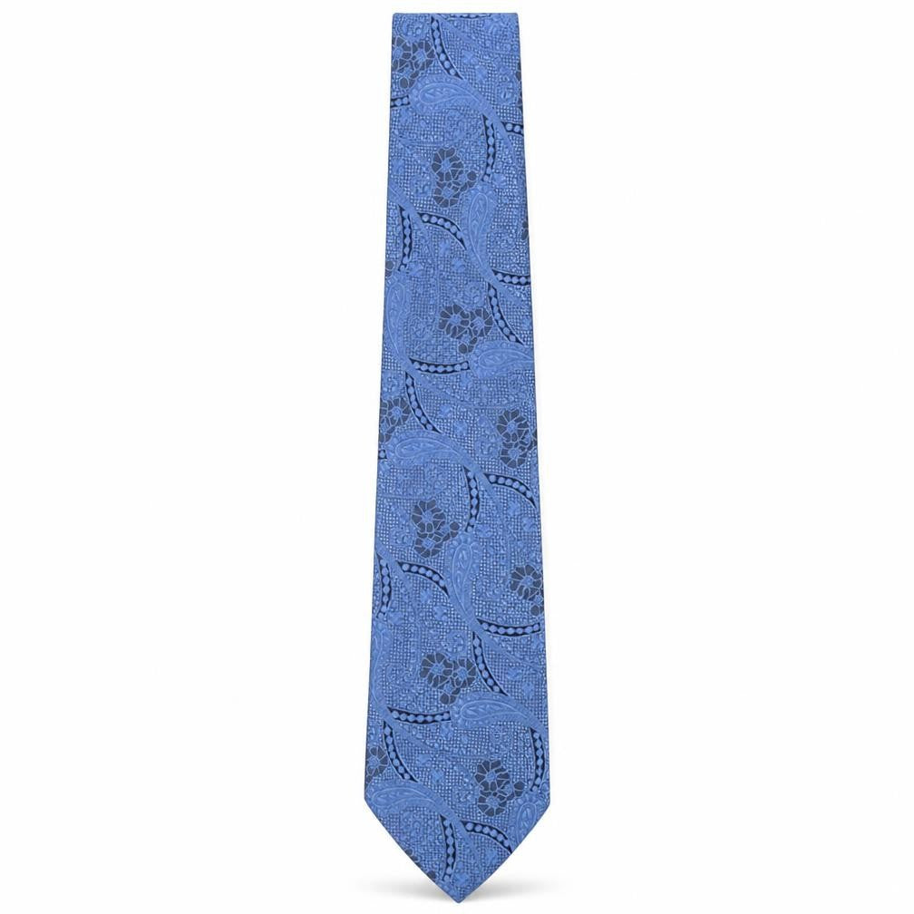 Charlton Gray Mens Blue Paisley Microfibre Pointed Tie One Size
