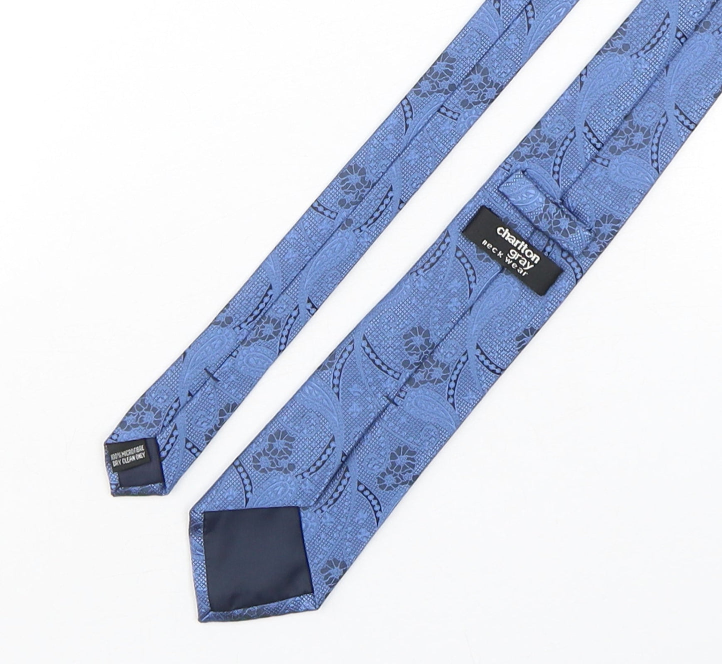 Charlton Gray Mens Blue Paisley Microfibre Pointed Tie One Size