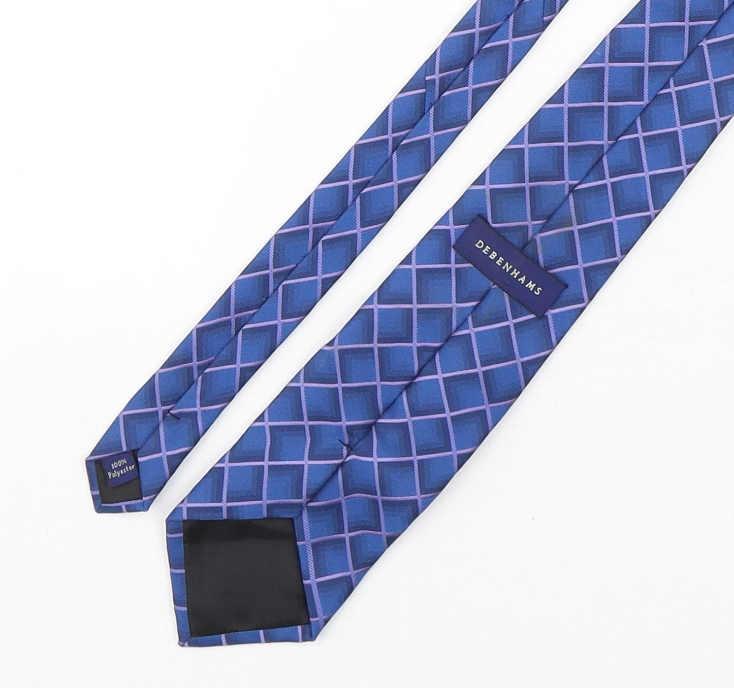 Debenhams Mens Blue Plaids & Checks Polyester Pointed Tie One Size