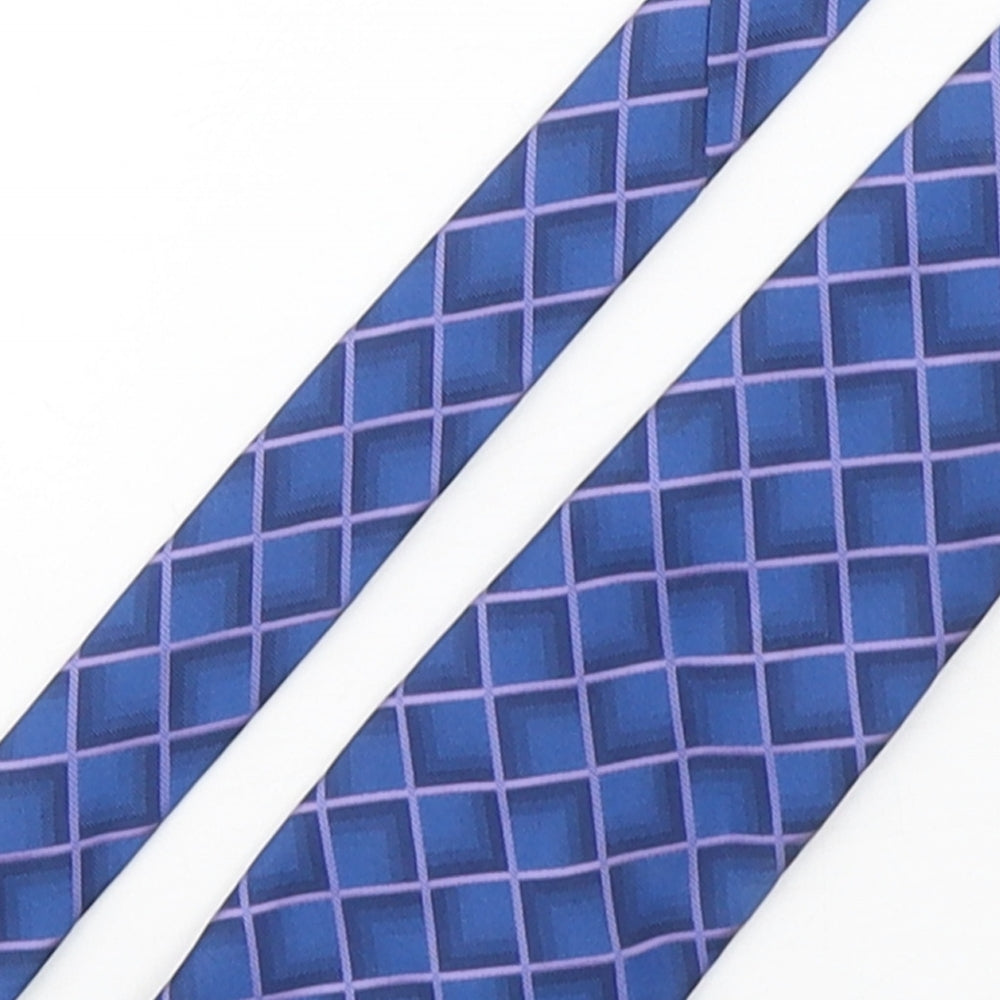 Debenhams Mens Blue Plaids & Checks Polyester Pointed Tie One Size