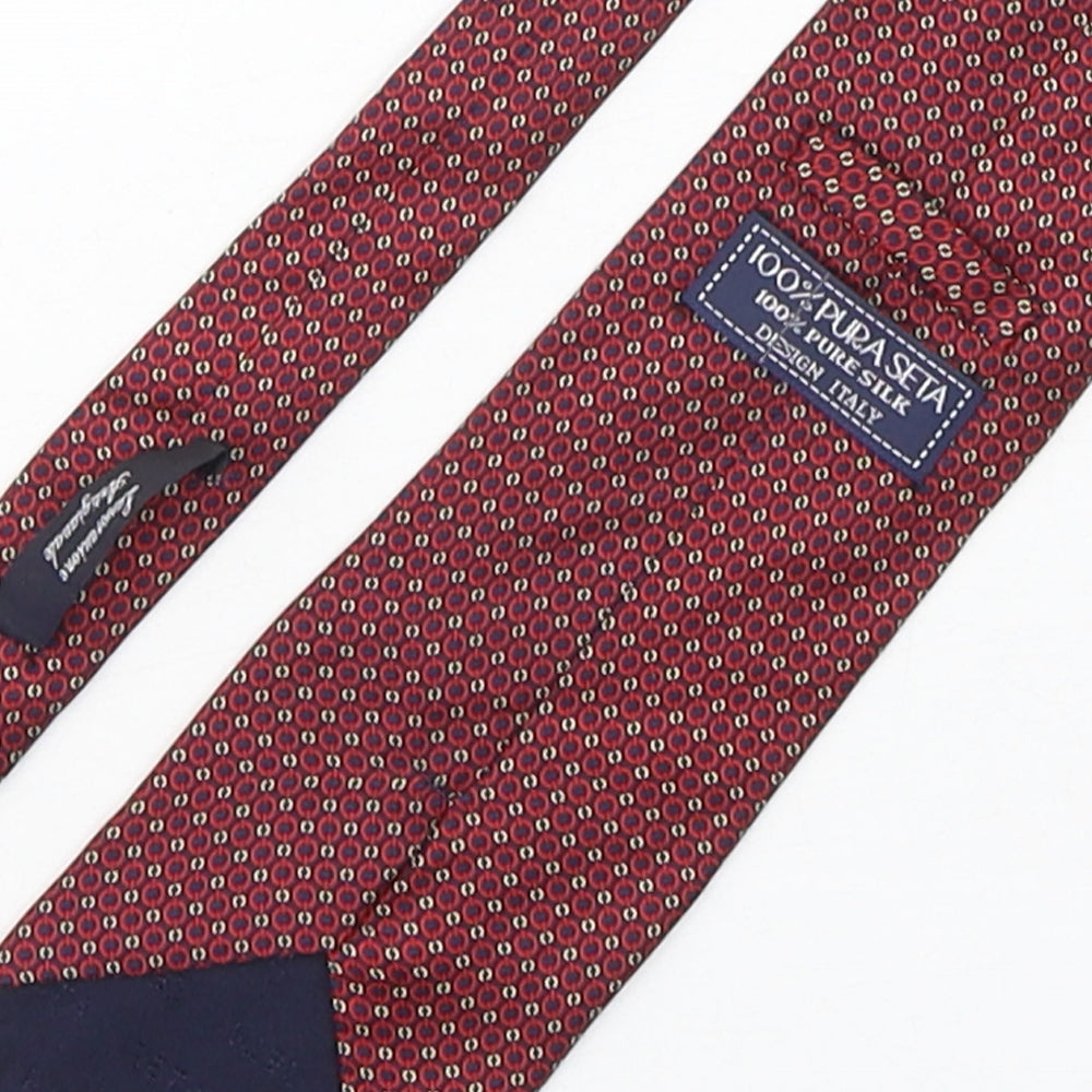 PreWorn  Mens Multicoloured Geometric Silk Pointed Tie One Size