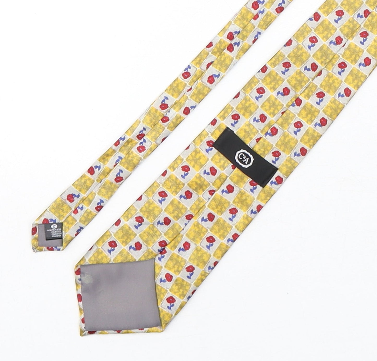 CandA Mens Multicoloured Plaids & Checks Polyester Pointed Tie One Size