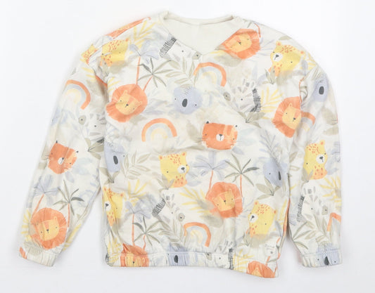 George Girls White  Cotton Pullover Sweatshirt Size 5-6 Years  Pullover - Animals