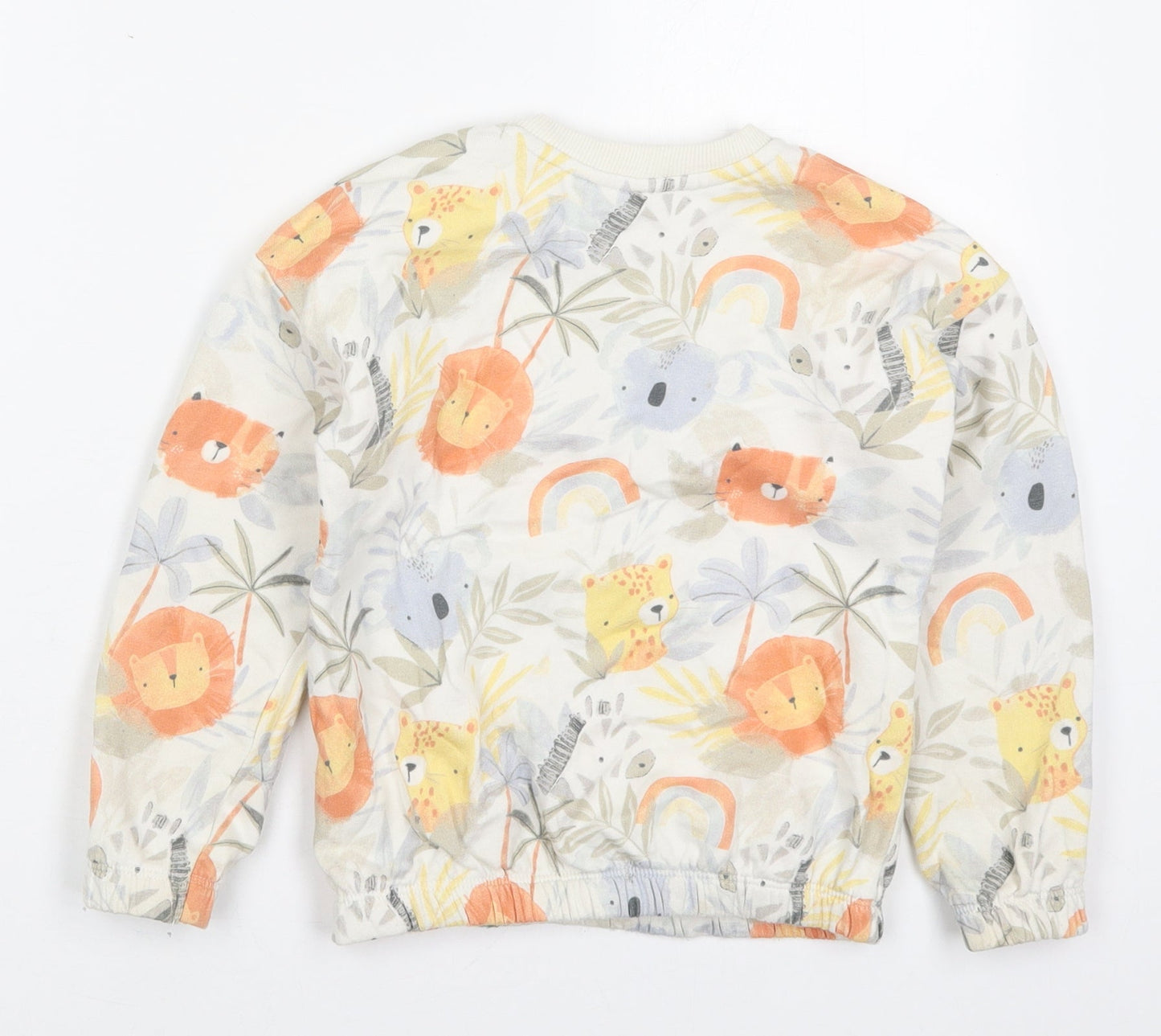 George Girls White  Cotton Pullover Sweatshirt Size 5-6 Years  Pullover - Animals