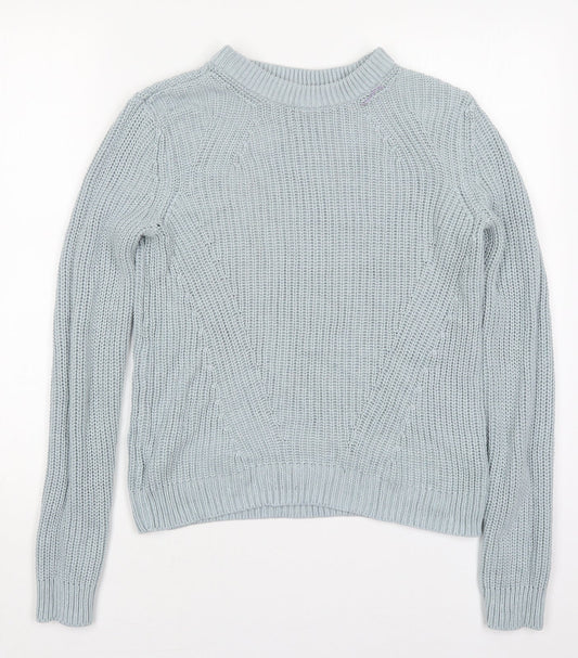 H&M Womens Blue Round Neck  Cotton Pullover Jumper Size M