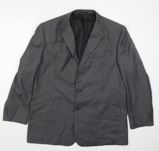 NEXT Mens Grey Check Wool Jacket Suit Jacket Size 46