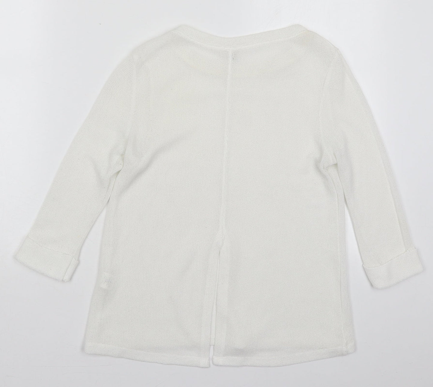 River Island Womens White Round Neck  Polyester Pullover Jumper Size 8