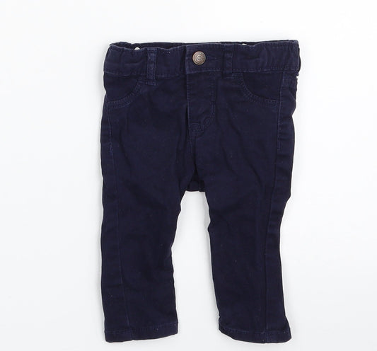 OshKosh B’gosh Girls Blue  Cotton Cropped Trousers Size 6-9 Months  Zip