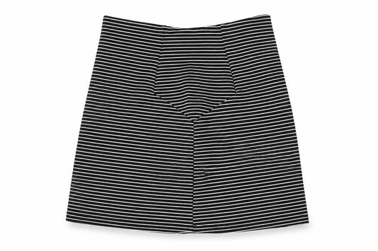 Topshop Womens Black Striped Polyester A-Line Skirt Size 10   Zip