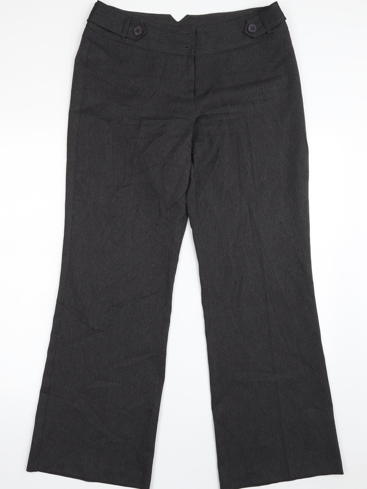 editions Womens Grey Houndstooth Polyester Trousers  Size 12 L31 in Regular Zip