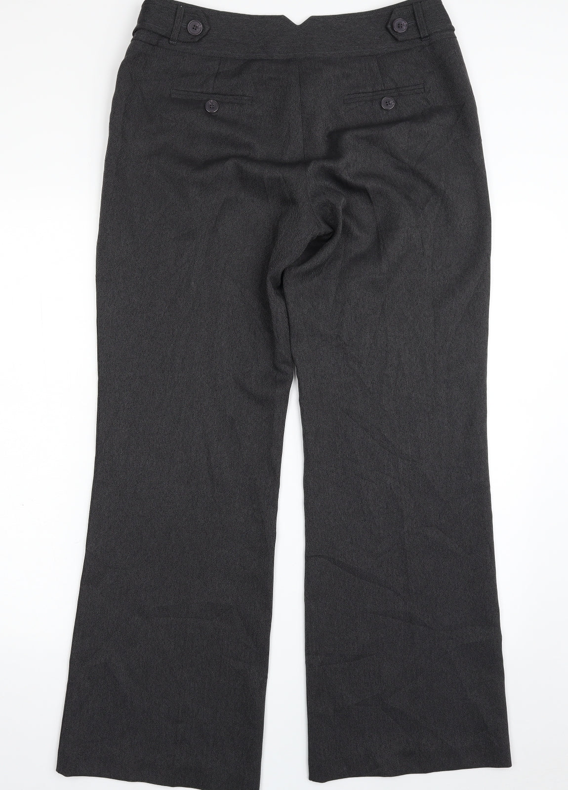 editions Womens Grey Houndstooth Polyester Trousers  Size 12 L31 in Regular Zip