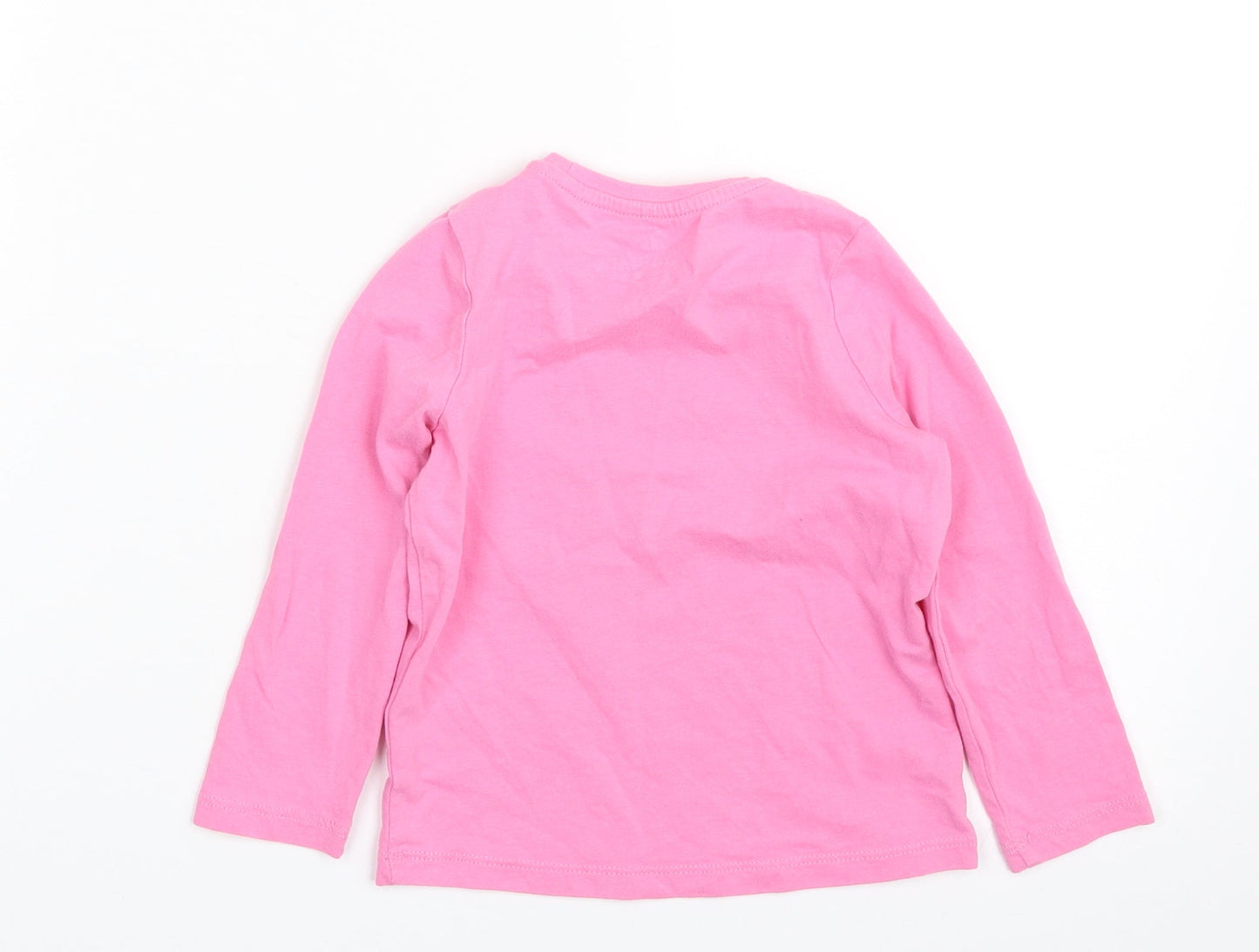 Marks and Spencer Girls Pink  Cotton Pullover T-Shirt Size 2-3 Years Crew Neck Pullover - It's cool to be you
