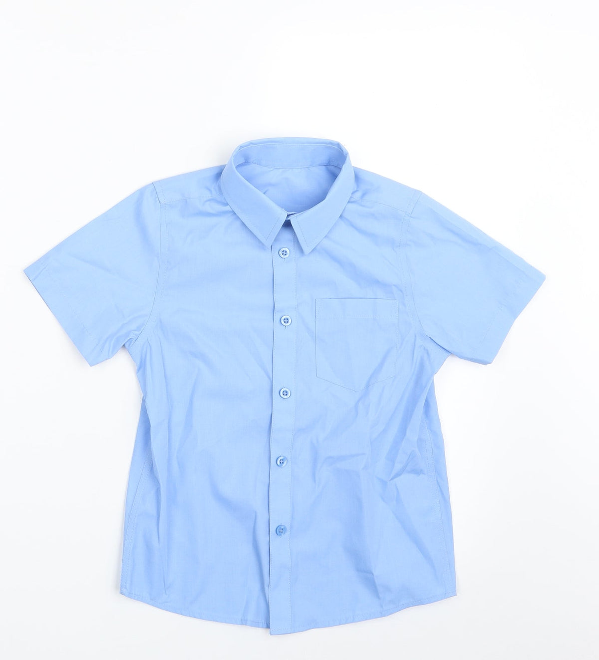 TU Boys Blue  Polyester Basic Button-Up Size 7 Years Collared Button