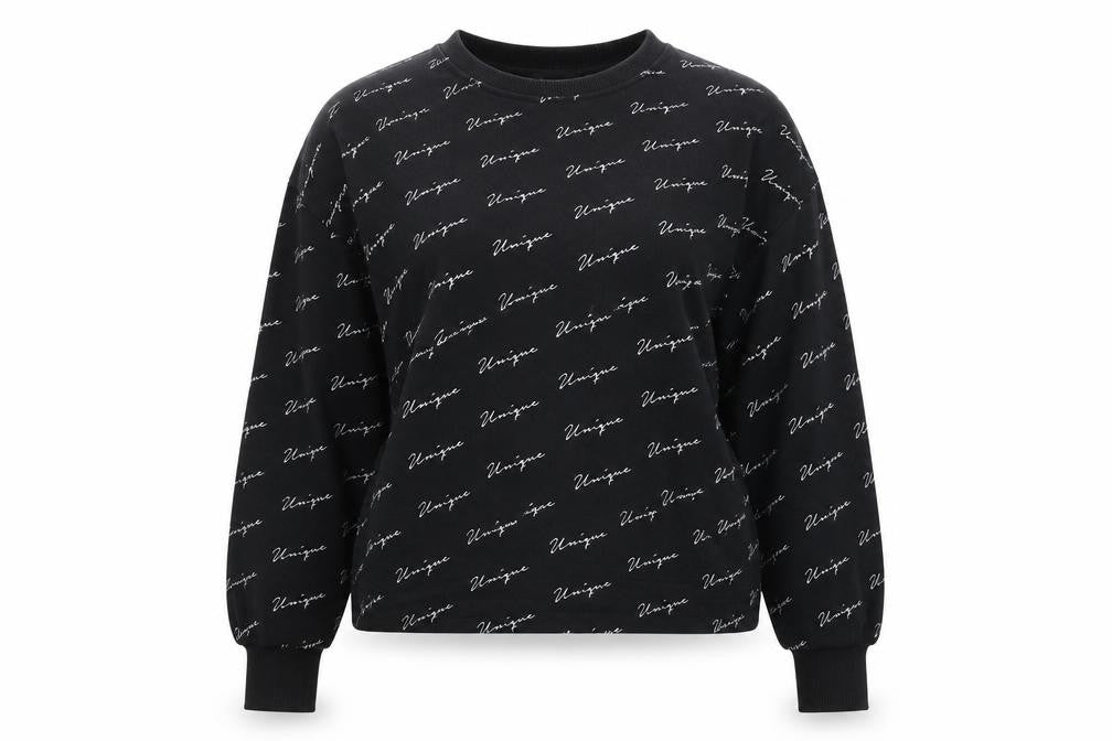 New Look Womens Black Geometric Cotton Pullover Sweatshirt Size S   - 'Unique'
