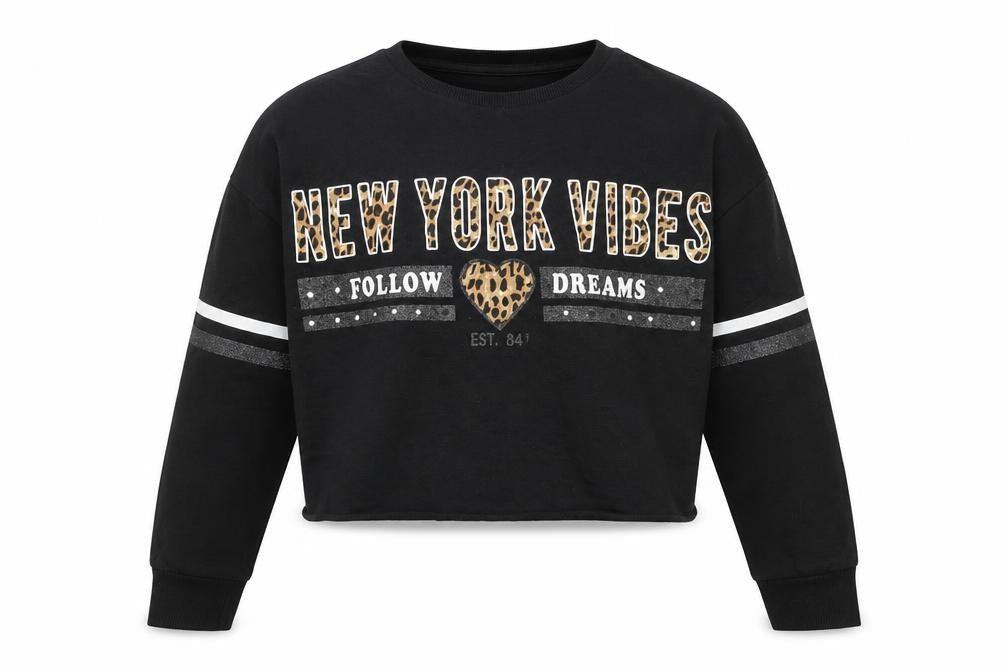 Primark Girls Black  Cotton Pullover Sweatshirt Size 11 Years
