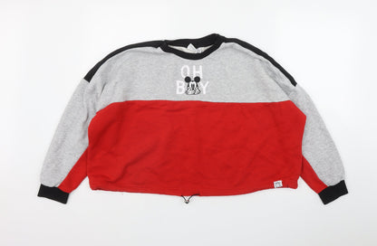 Preloved Primark Womens Red  Cotton Pullover Sweatshirt Size M   - Mickey Mouse - Front
