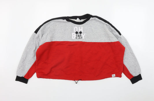 Primark Womens Red  Cotton Pullover Sweatshirt Size M   - Mickey Mouse