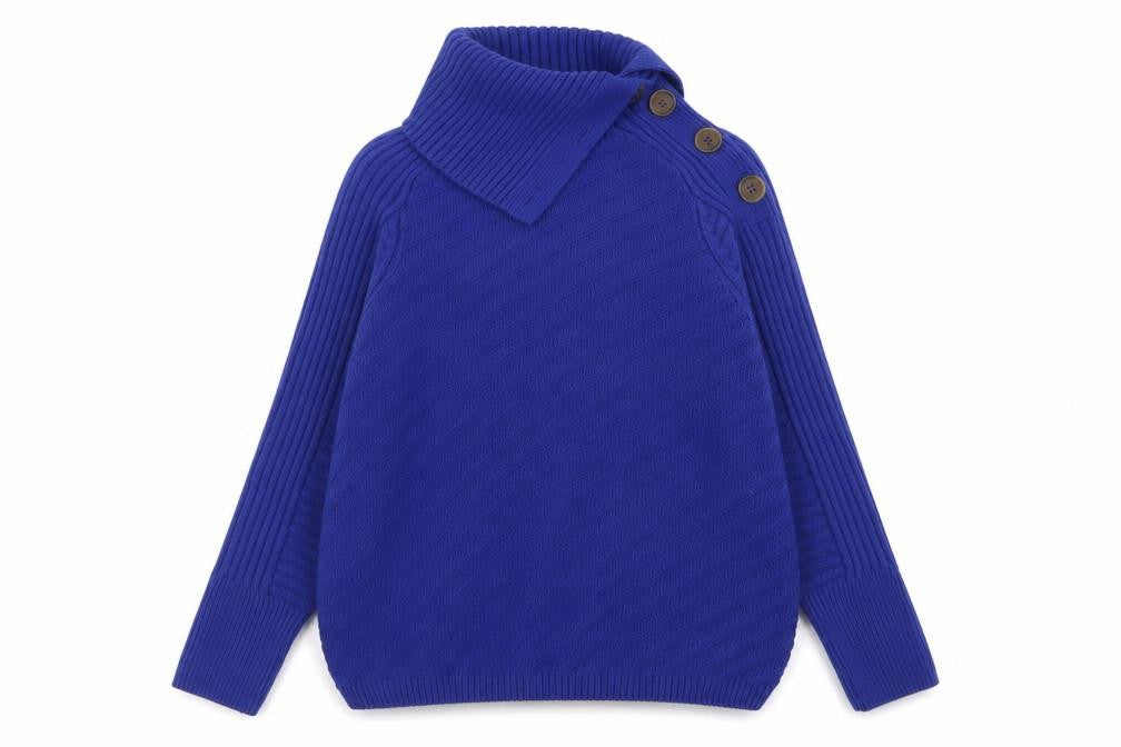 Marks & Spencer Womens Blue High Neck  Acrylic Pullover Jumper Size S