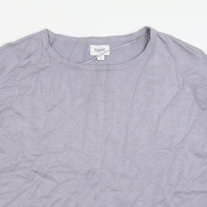 Saint Womens Purple Crew Neck  Viscose Pullover Jumper Size L