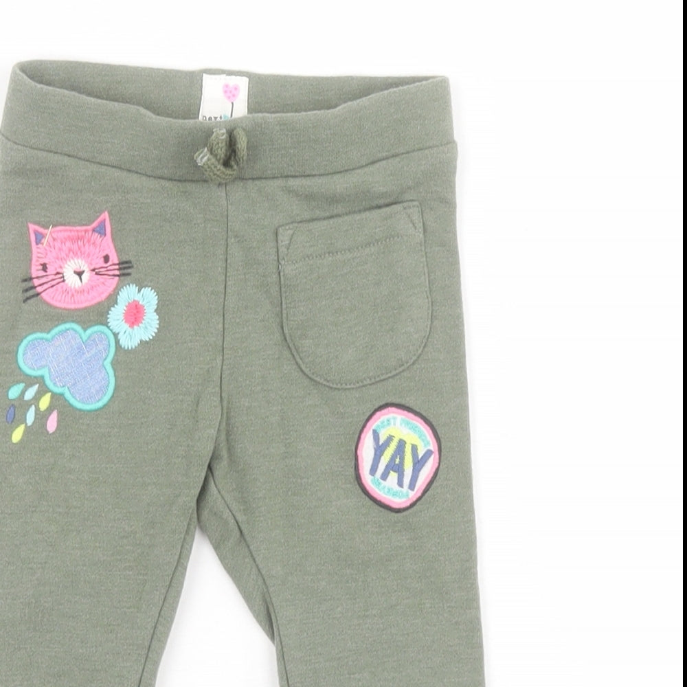 NEXT Baby Green  Cotton Jogger Trousers Size 3-6 Months  Tie
