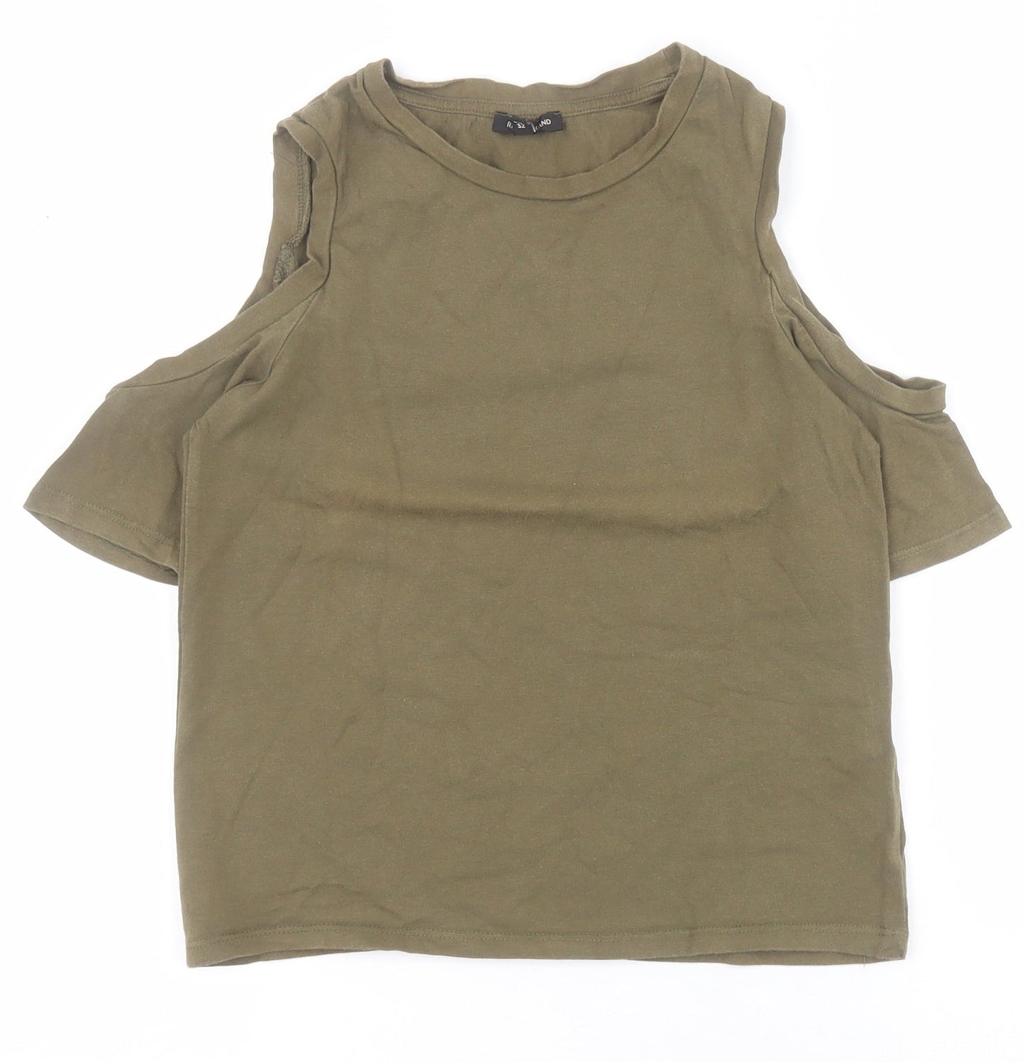 River Island Womens Green  Polyester Cropped Polo Size 6 Round Neck