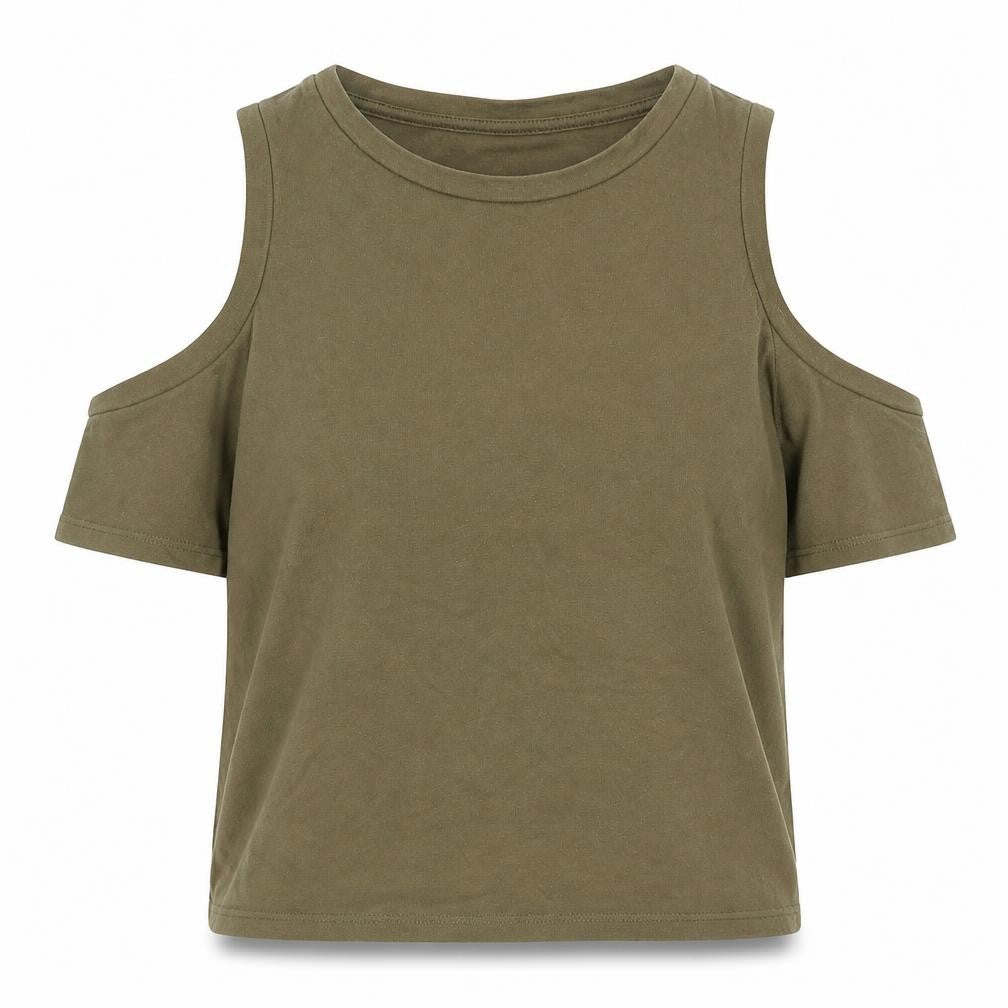 River Island Womens Green  Polyester Cropped Polo Size 6 Round Neck
