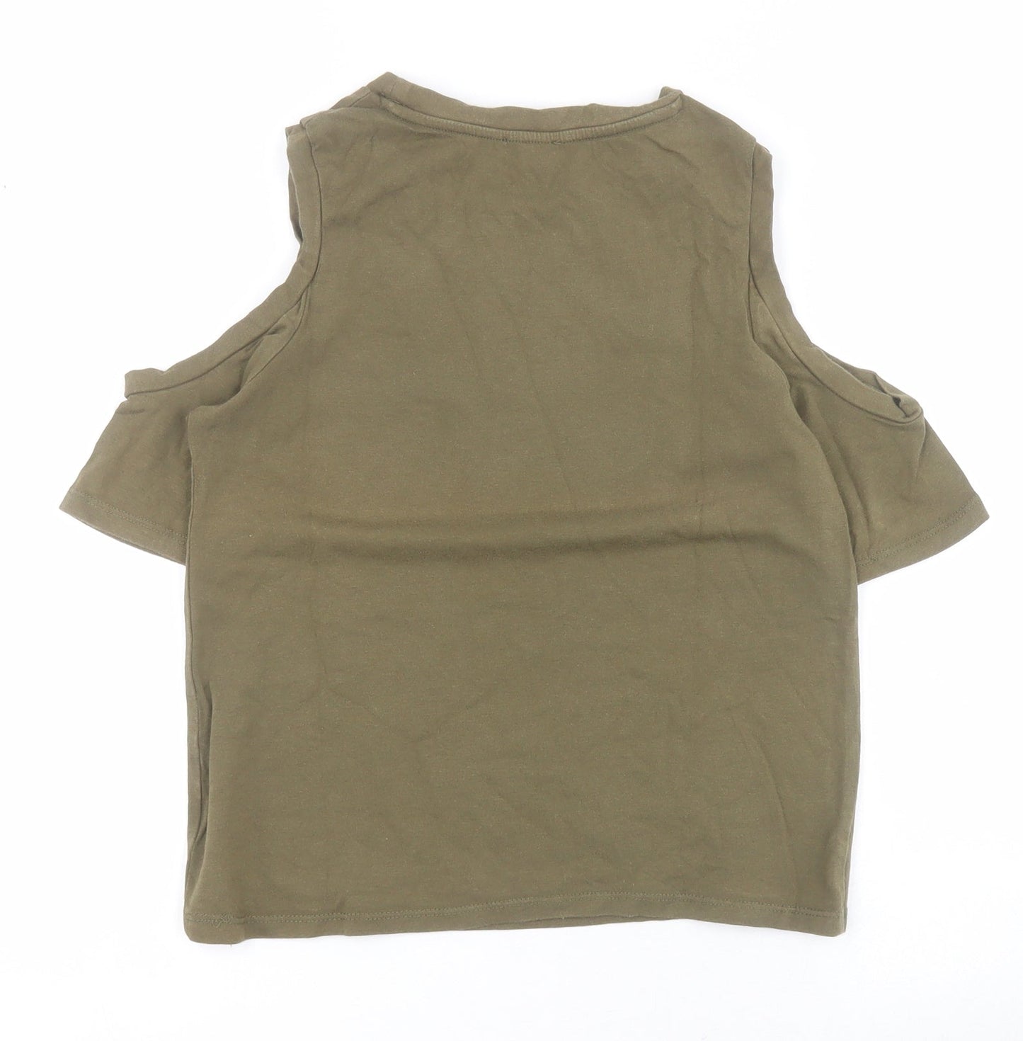 River Island Womens Green  Polyester Cropped Polo Size 6 Round Neck