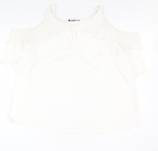 KOKO Womens White  Polyester Basic Blouse Size 22 Round Neck