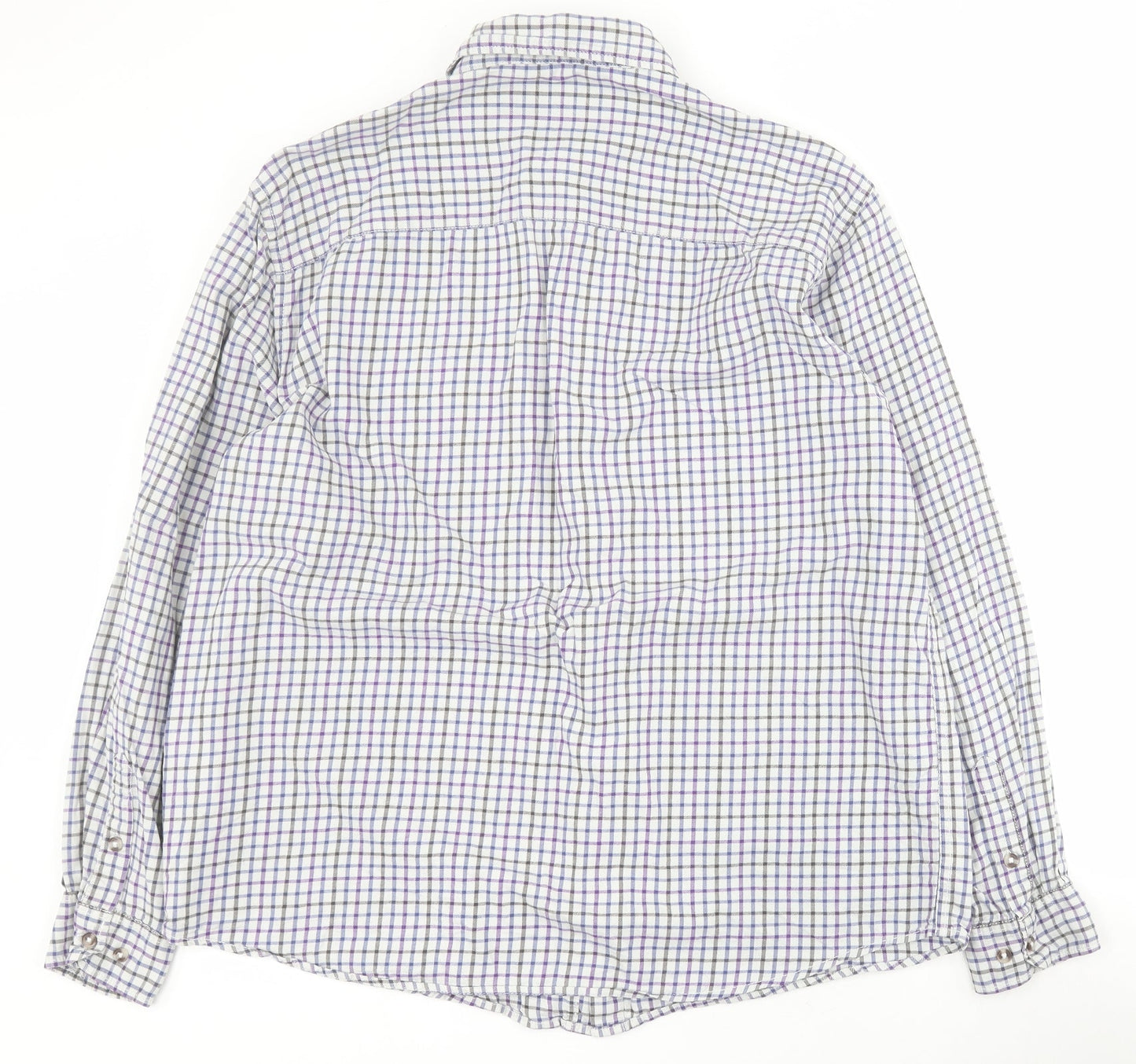 Headland Premium Mens Blue Check Cotton  Button-Up Size L Collared Button