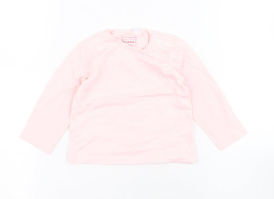 Bluezoo Baby Pink Polka Dot Cotton Basic T-Shirt Size 3-6 Months Round Neck Snap
