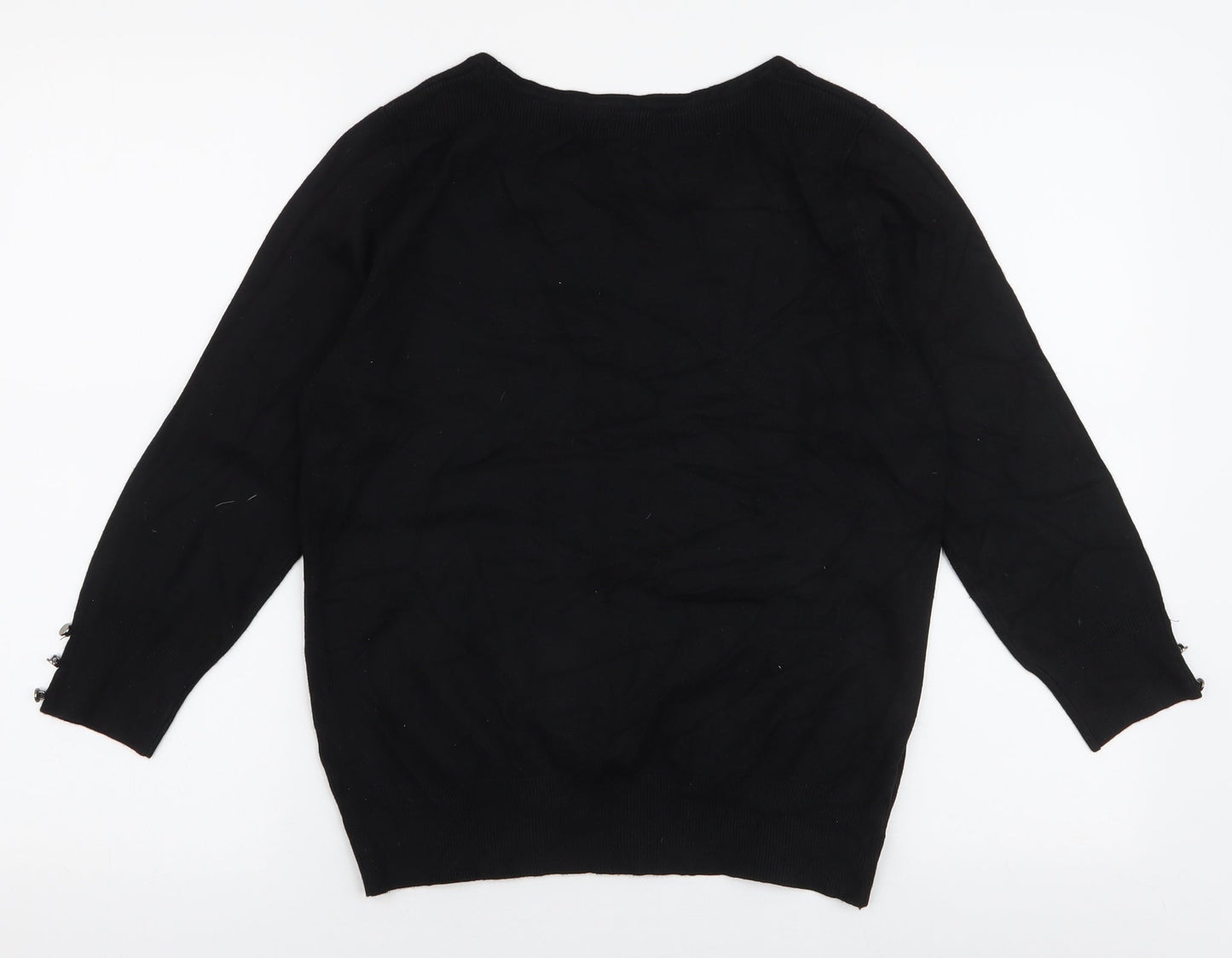 Monsoon Womens Black Round Neck  Viscose Pullover Jumper Size 12