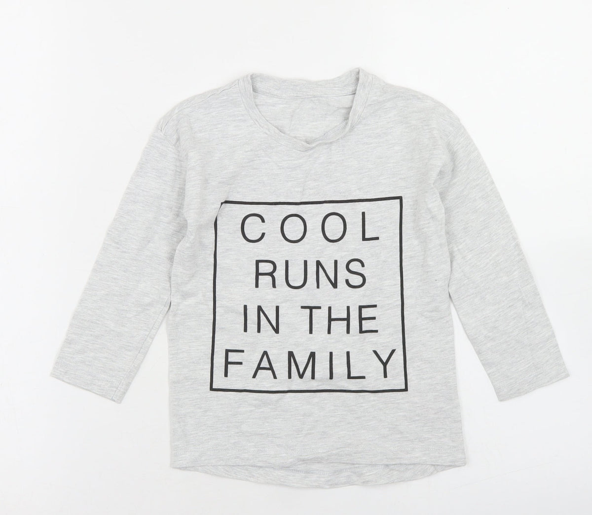 Dunnes Stores Girls Grey  Cotton Basic T-Shirt Size 2-3 Years Crew Neck  - Cool Runs in the Family