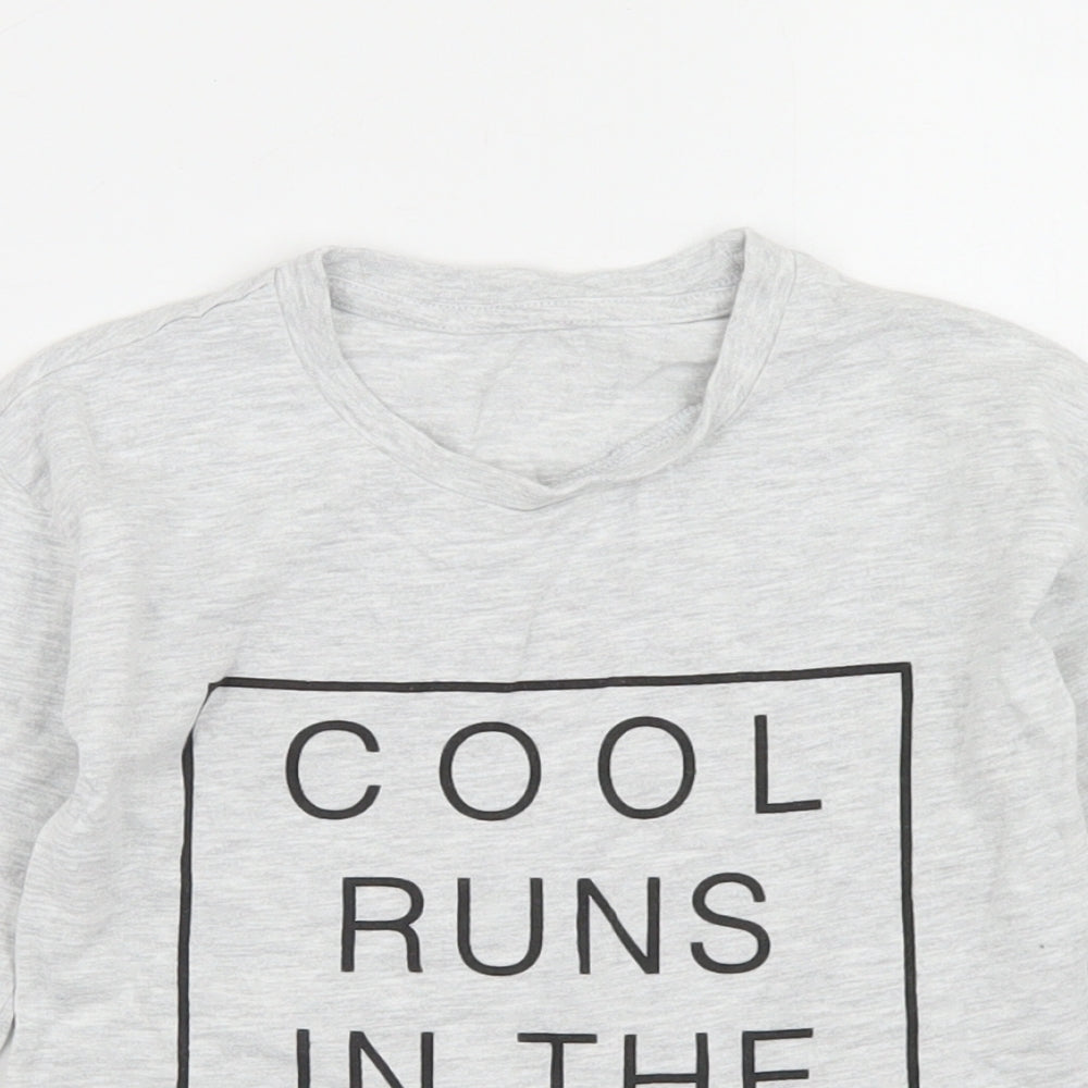 Dunnes Stores Girls Grey  Cotton Basic T-Shirt Size 2-3 Years Crew Neck  - Cool Runs in the Family