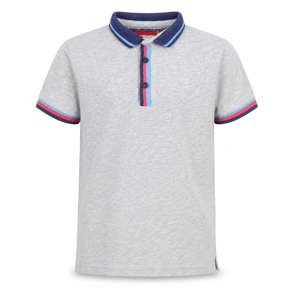 TU Boys Grey  Cotton Basic Polo Size 7 Years Collared Button