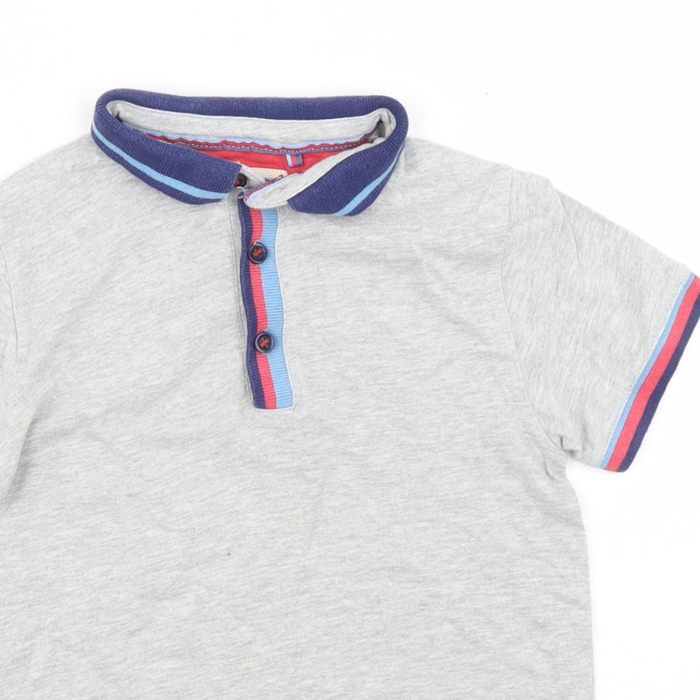 TU Boys Grey  Cotton Basic Polo Size 7 Years Collared Button