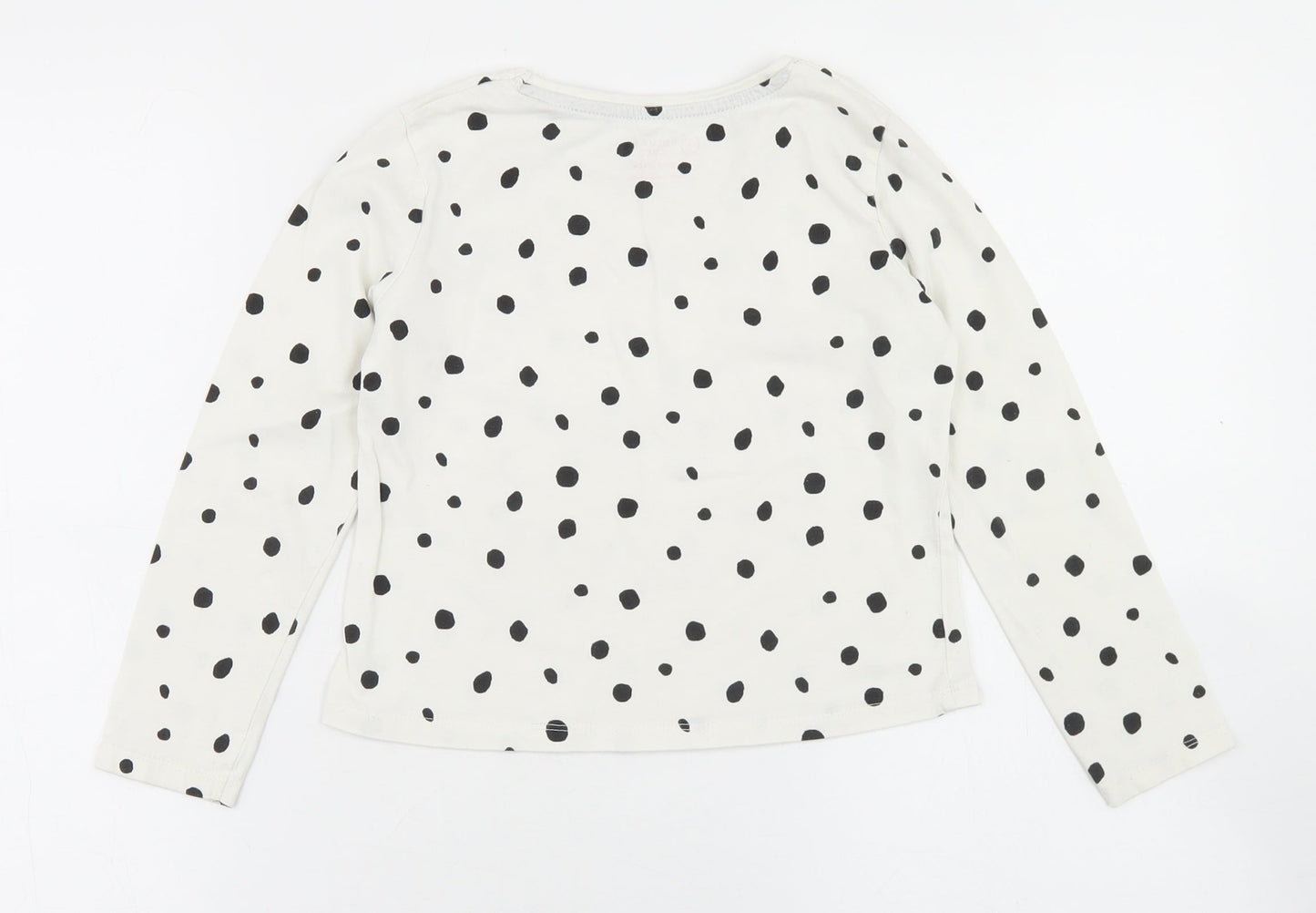 Primark Girls White Polka Dot Polyester Cropped T-Shirt Size 7-8 Years Crew Neck  - Kindness