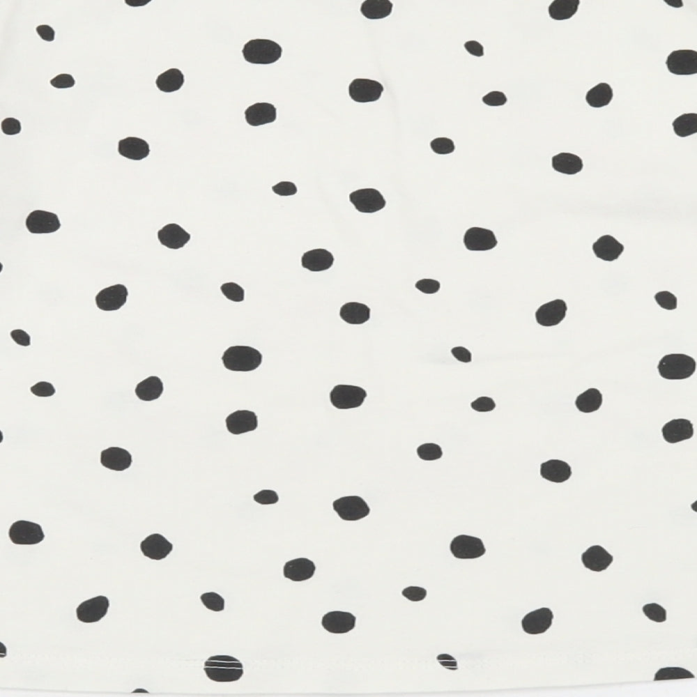 Primark Girls White Polka Dot Polyester Cropped T-Shirt Size 7-8 Years Crew Neck  - Kindness