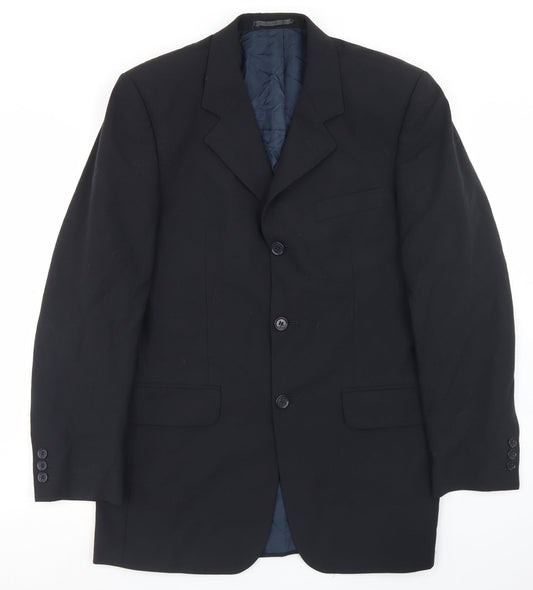 Jonathon Adams Mens Black  Polyester Jacket Blazer Size 38