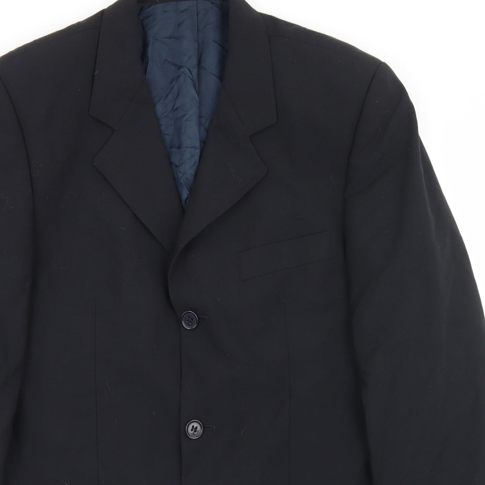 Jonathon Adams Mens Black  Polyester Jacket Blazer Size 38